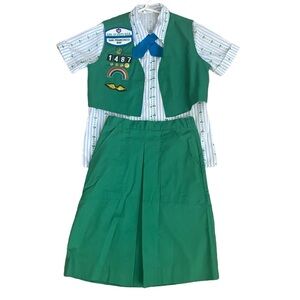 Vintage 1980s Girl Scout Uniform Vest Skirt
